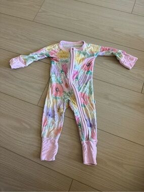 Pink Floral Zip-Front Kids One-Piece